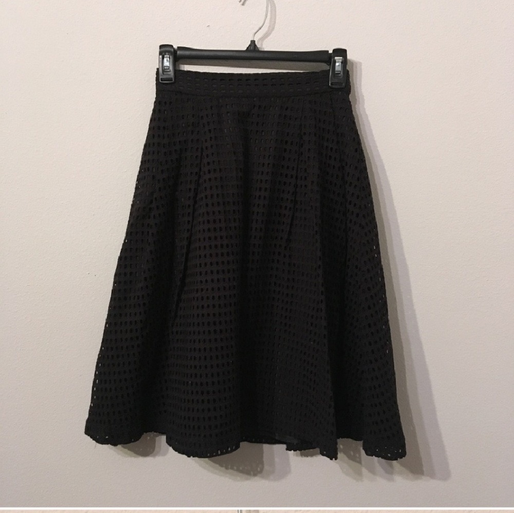 Sexy Black Cage Grid Midi Skirt